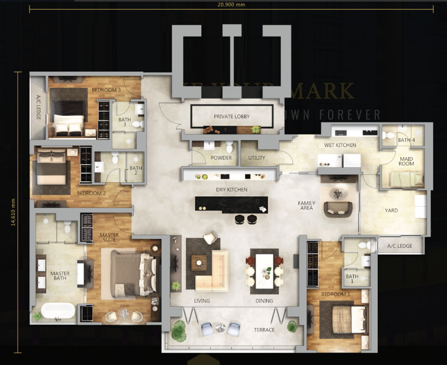 The Astaka @ One Bukit Senyum Type B 2,659 sq ft floor plan