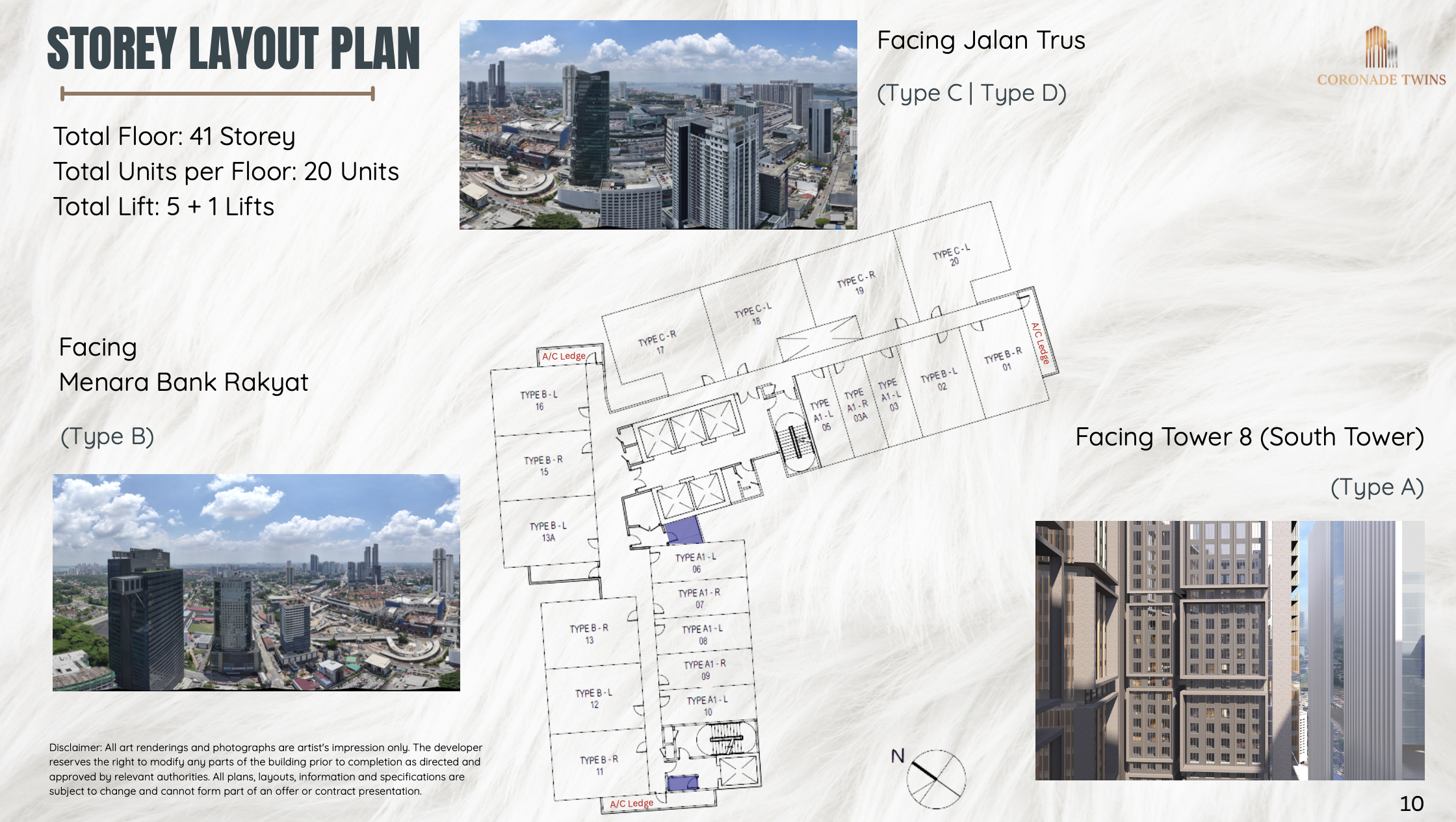 Coronade Twins North Tower T7 typical floor layout