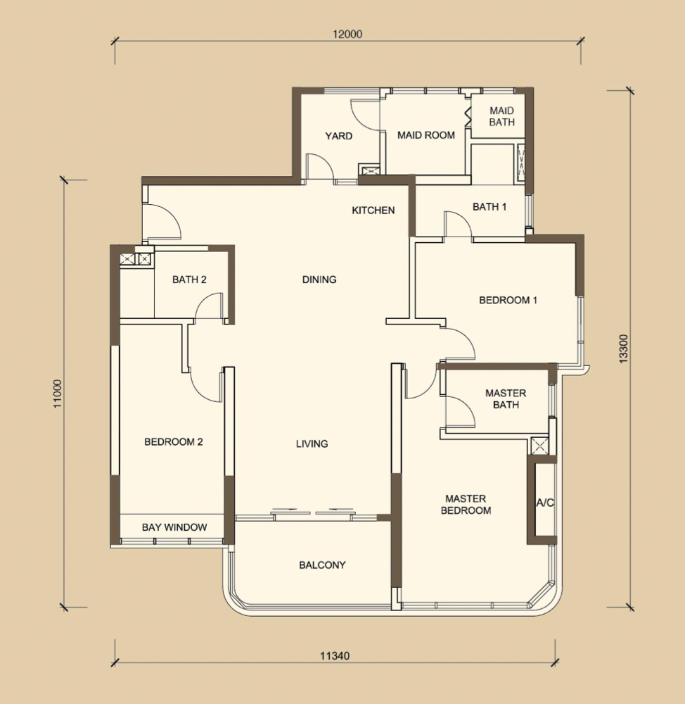 Country Garden Danga Bay Type G 1,425 sq ft floor plan