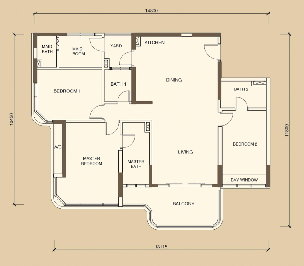 Country Garden Danga Bay Type H 1,474 sq ft floor plan