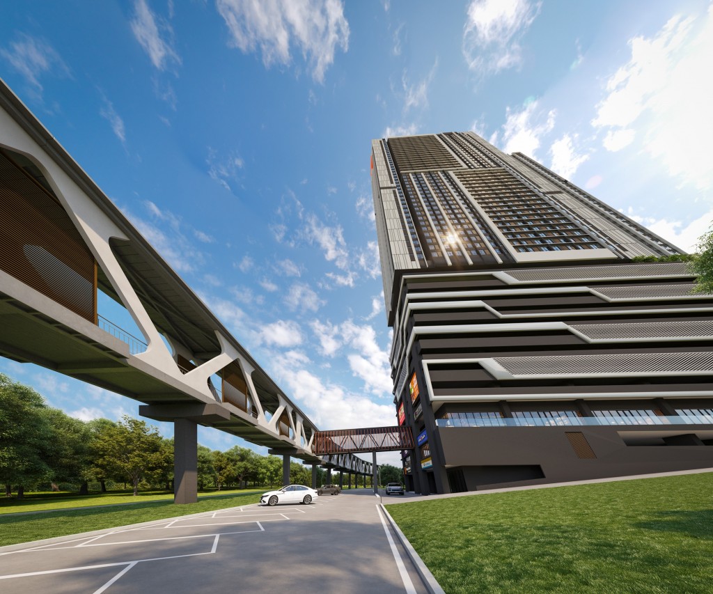 Artist impression of the Gen Sphere covered pedestrian link bridge