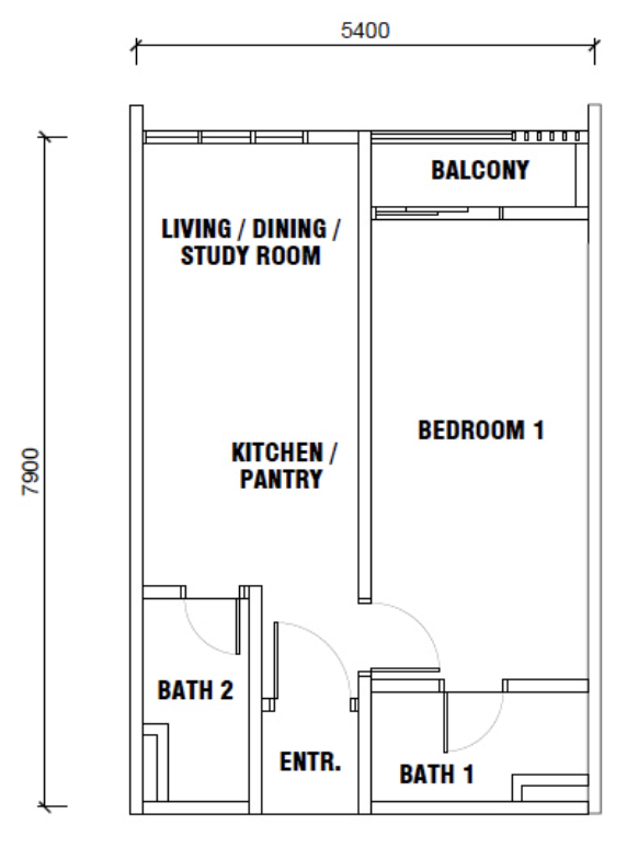 Majestic Gen Sphere Type A / A1 459 sq ft floor plan