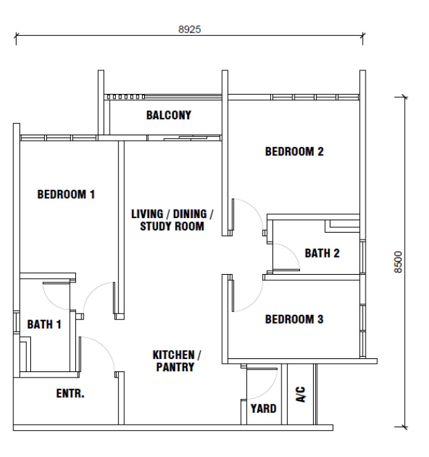 Majestic Gen Sphere Type D 755 sq ft floor plan