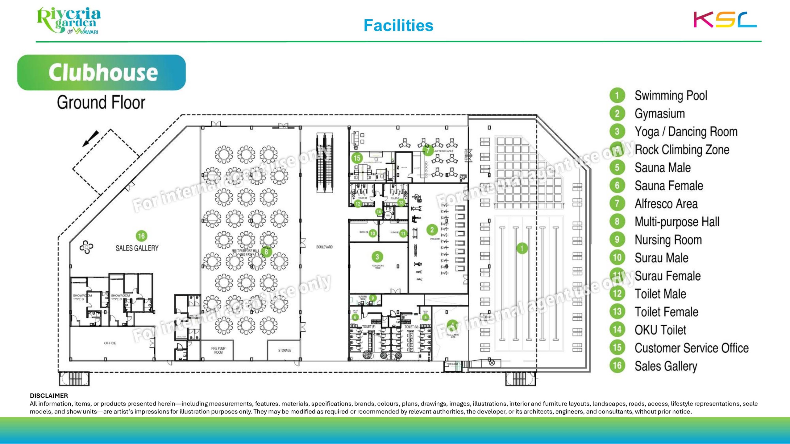 Riverhaus Riveria Garden clubhouse ground-floor facilities plan