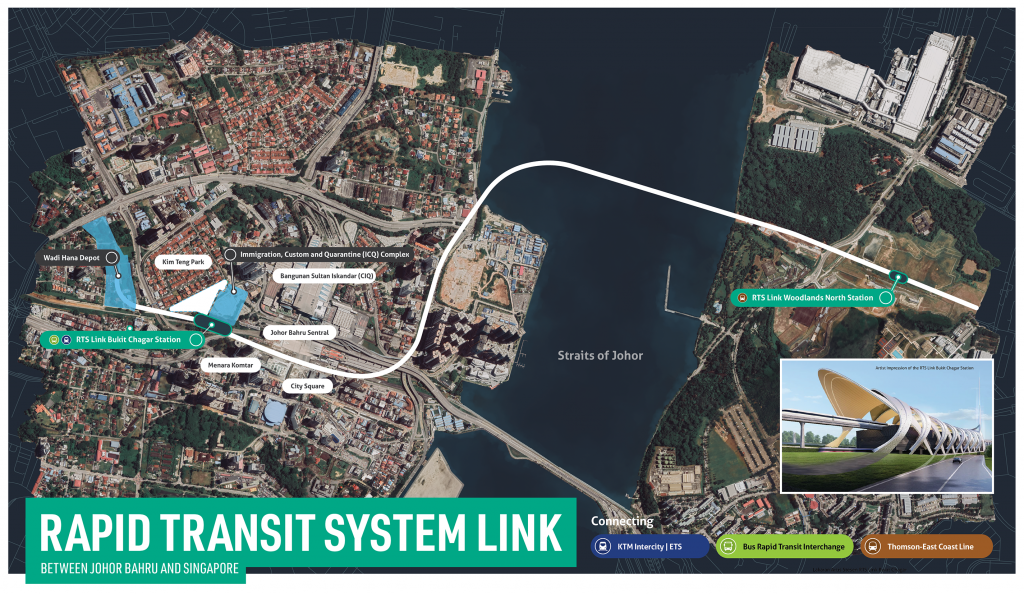 Official RTS Link alignment map between Bukit Chagar and Woodlands North